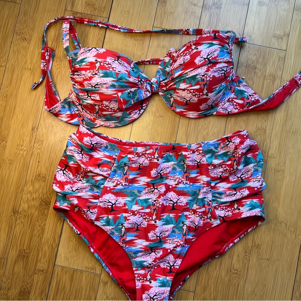 Disney Mulan Bikini Swim 2 Piece Underwire